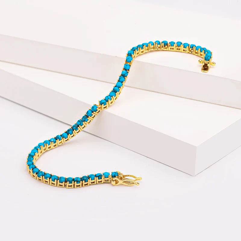 Pulsera de Cadena Elegante en Turquesa Dorada