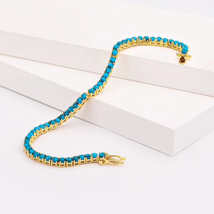 Pulsera de Cadena Elegante en Turquesa Dorada
