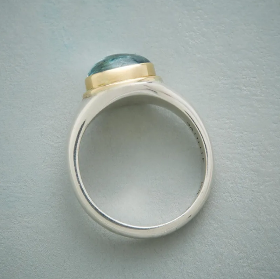 Anillo de Diamante Verde Plateado