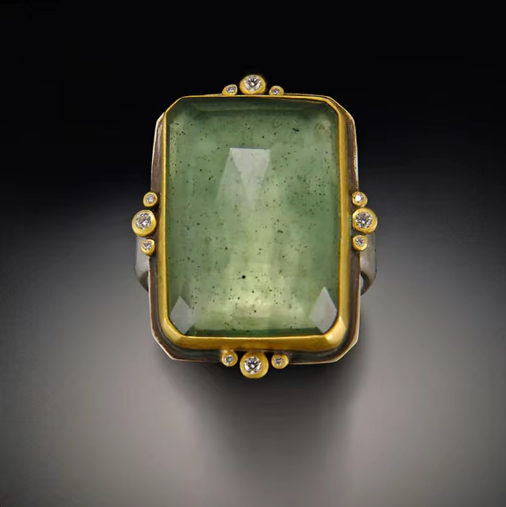 Anillo de Cristal Cuadrado Retro Francés