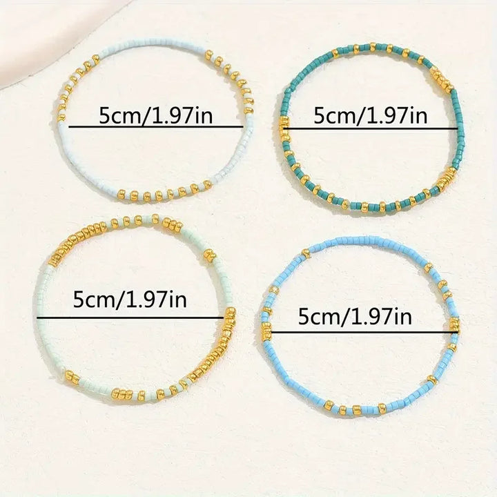 Conjunto de Pulseras de Kralen Turquesa Chic Bohemio