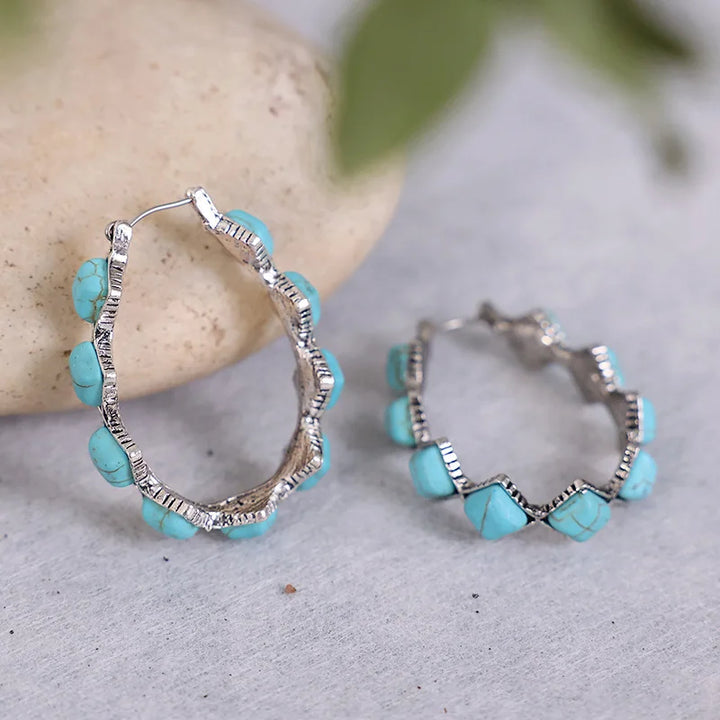 Pendientes vintage de turquesa en forma de U