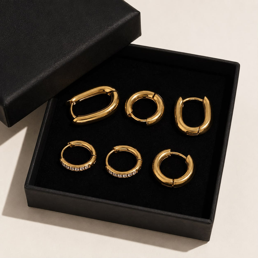 Conjunto de Pendientes de Oro Atemporal