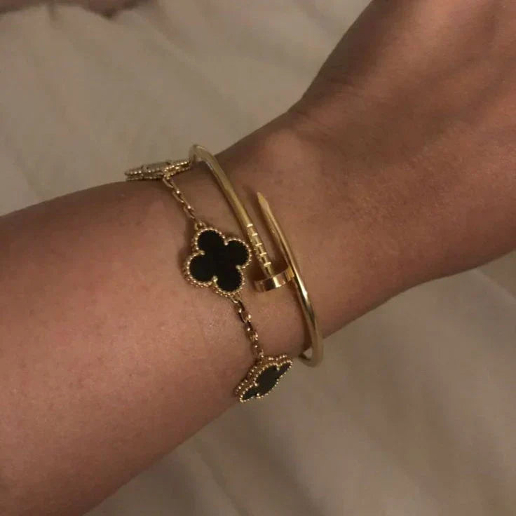 KLEEBLATT | Pulsera Negra/Dorada
