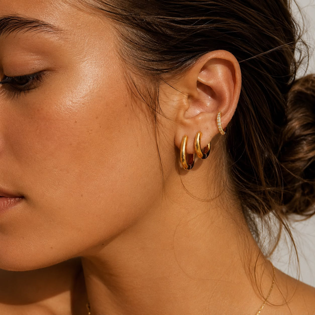 Conjunto de Pendientes de Oro Atemporal