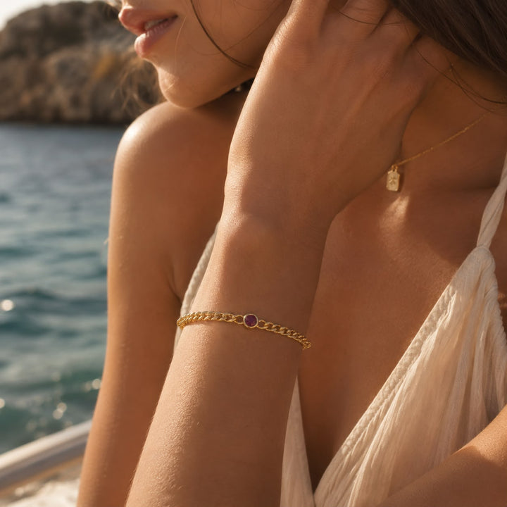 Pulsera de cadena con piedra de nacimiento