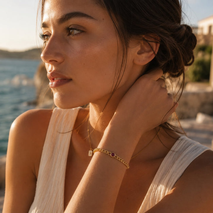Pulsera de cadena con piedra de nacimiento