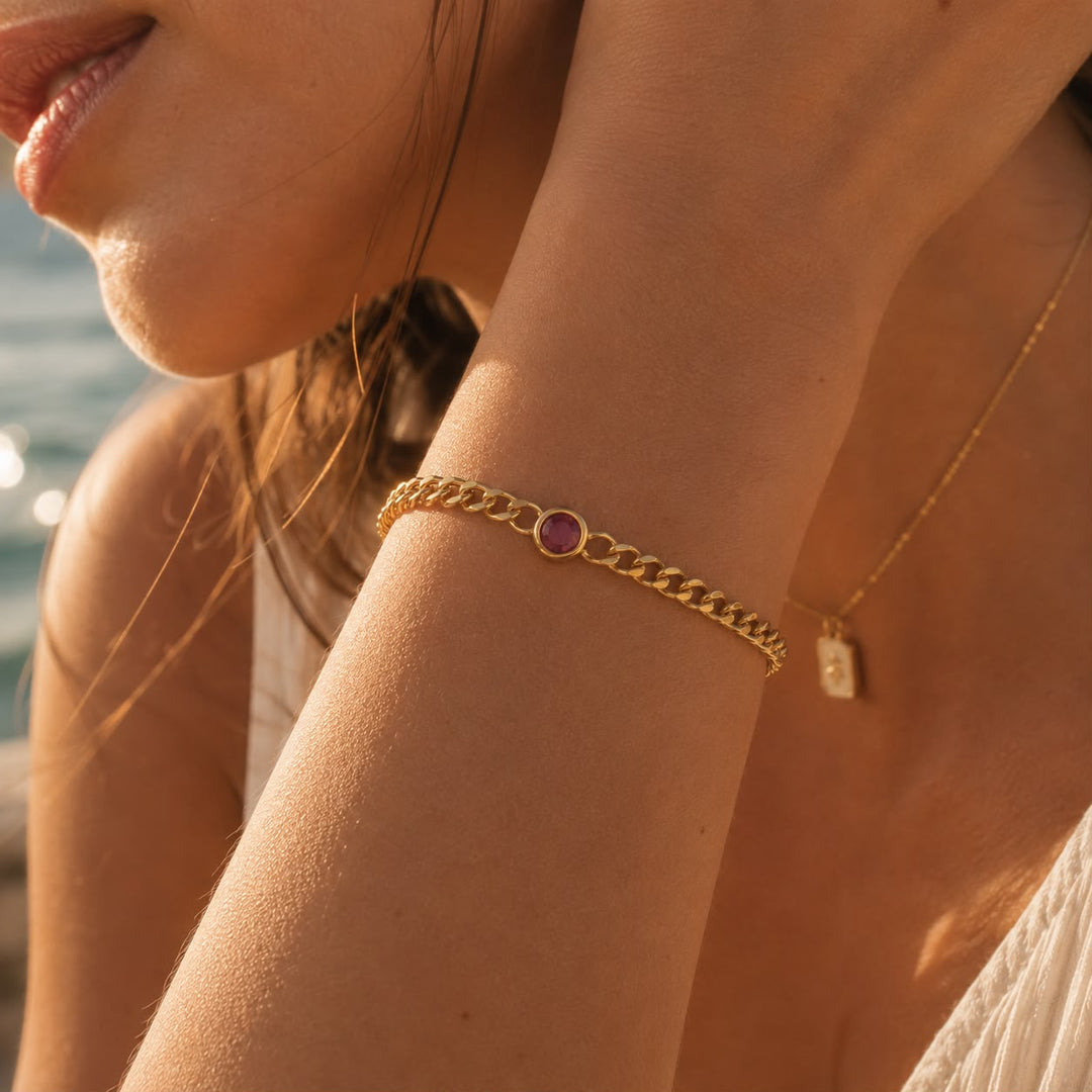Pulsera de cadena con piedra de nacimiento