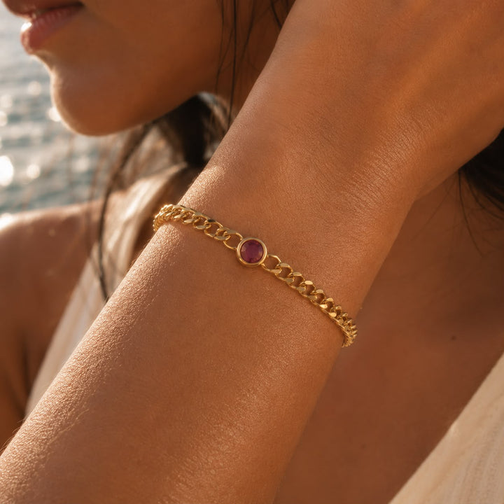 Pulsera de cadena con piedra de nacimiento