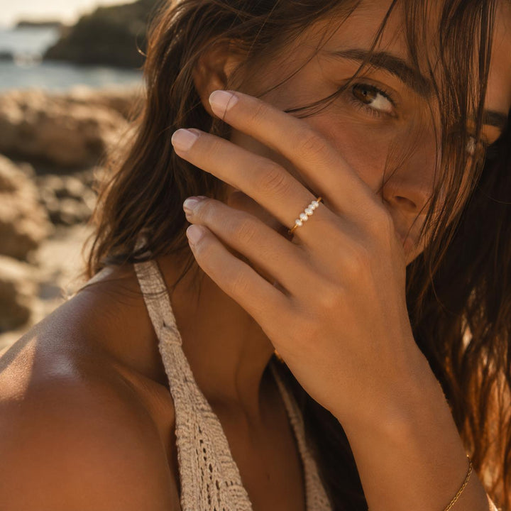 Anillo de perlas de agua dulce