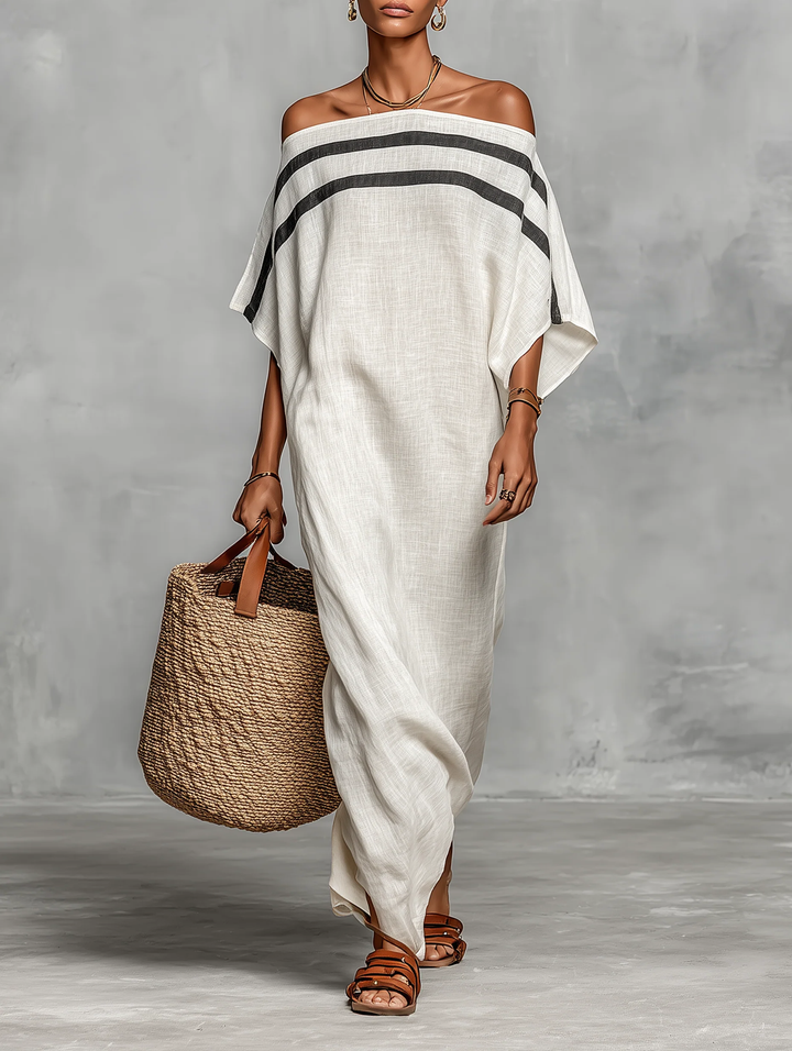 Aveline™ | Vestido maxi con hombros al descubierto y mangas murciélago