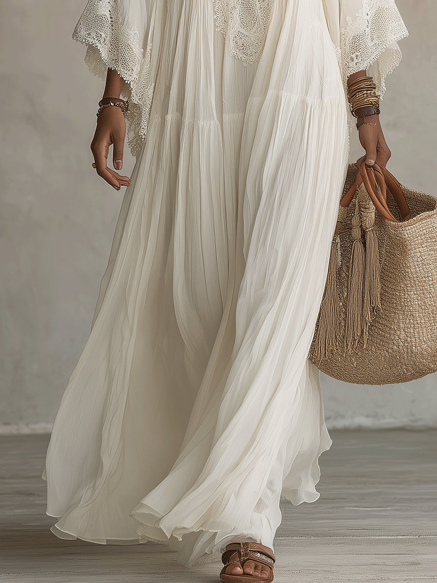 Liora | Vestido Bohemio Adelgazante con Encaje