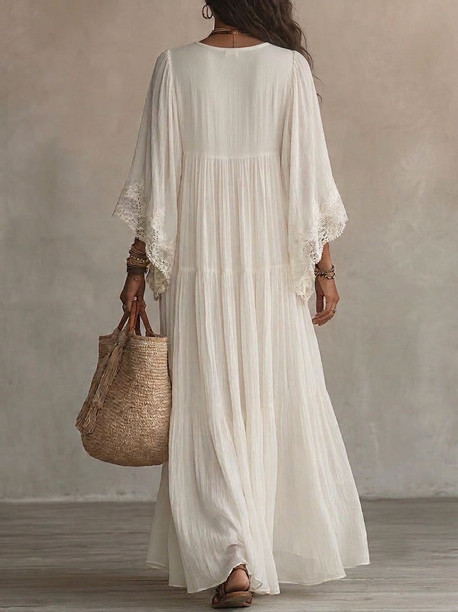 Liora | Vestido Bohemio Adelgazante con Encaje