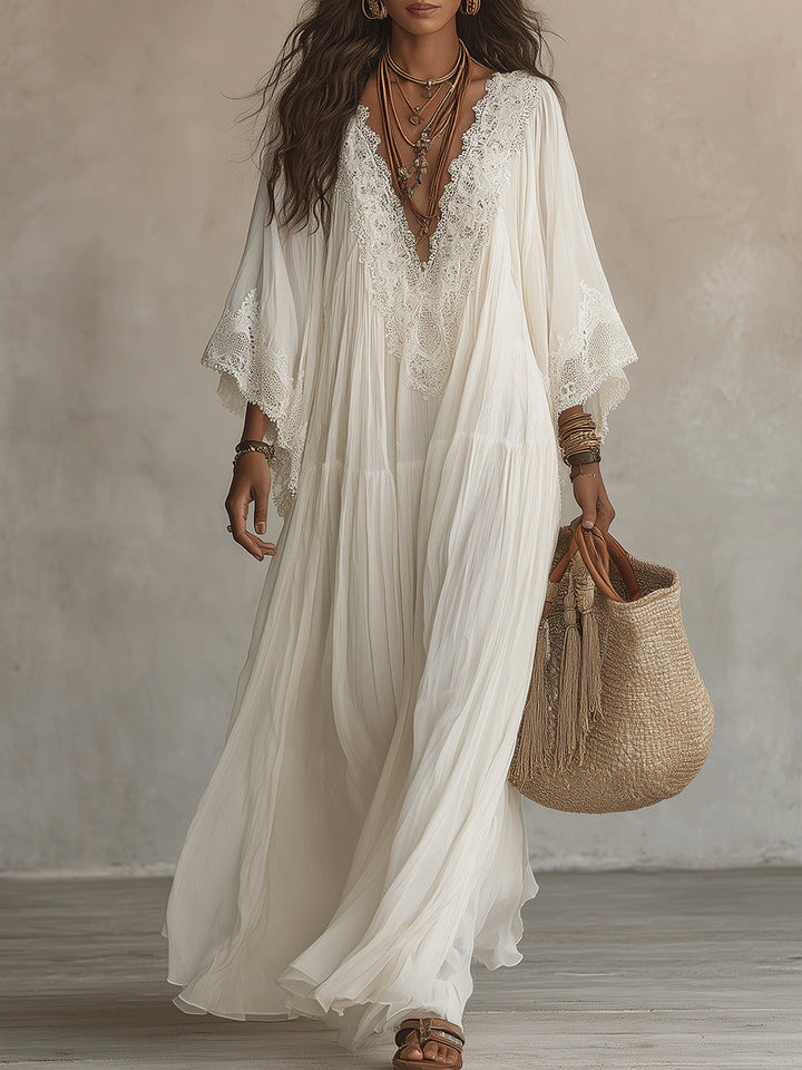 Liora | Vestido Bohemio Adelgazante con Encaje