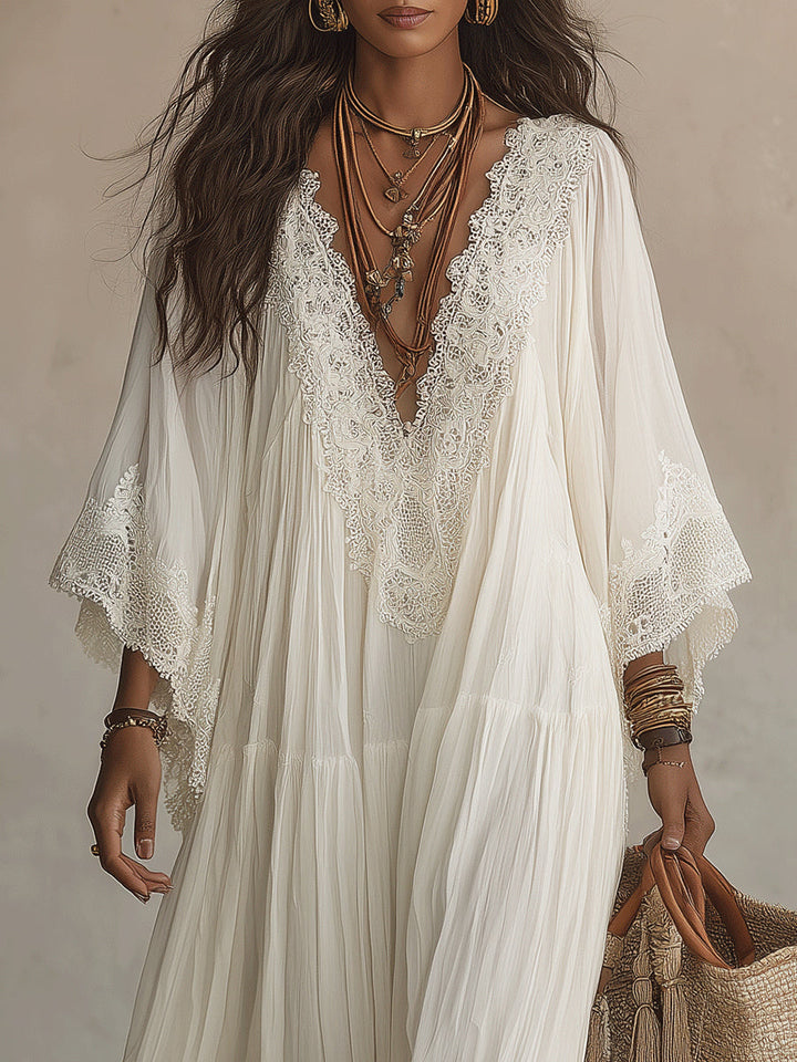 Liora | Vestido Bohemio Adelgazante con Encaje