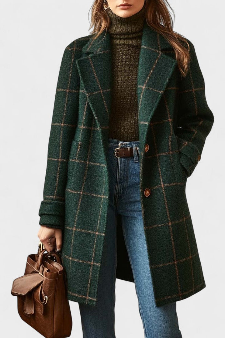 Yrsa - Abrigo elegante de tweed a cuadros