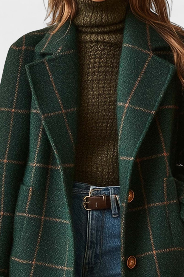 Yrsa - Abrigo elegante de tweed a cuadros