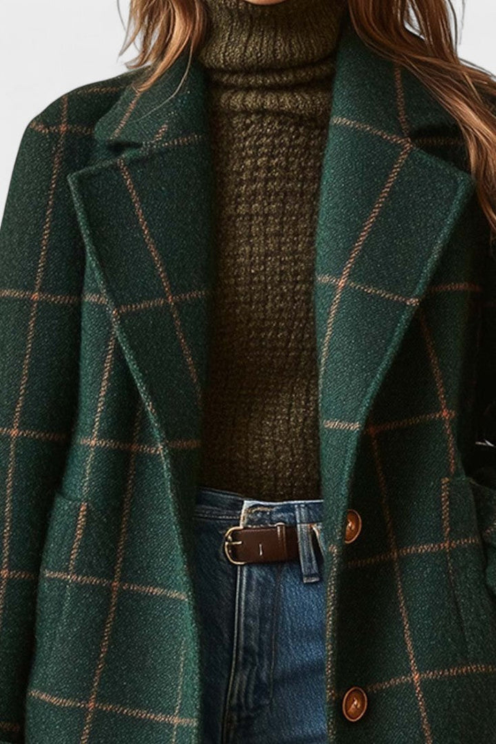 Yrsa - Abrigo elegante de tweed a cuadros