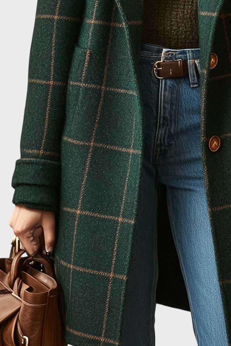 Yrsa - Abrigo elegante de tweed a cuadros