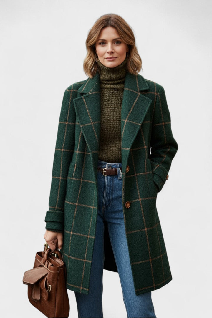 Yrsa - Abrigo elegante de tweed a cuadros