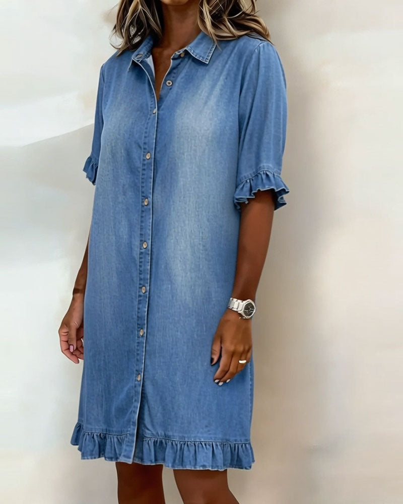 Maria | Vestido de Denim Cómodo con Pliegues Elevadores