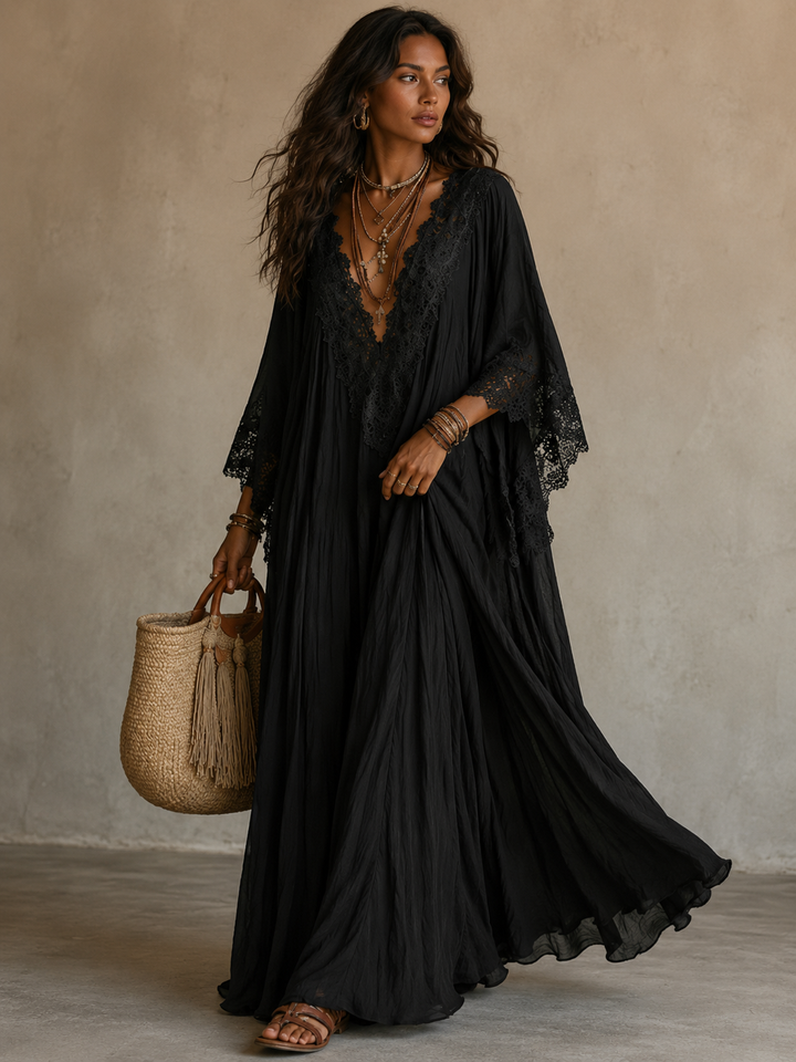 Liora | Vestido Bohemio Adelgazante con Encaje