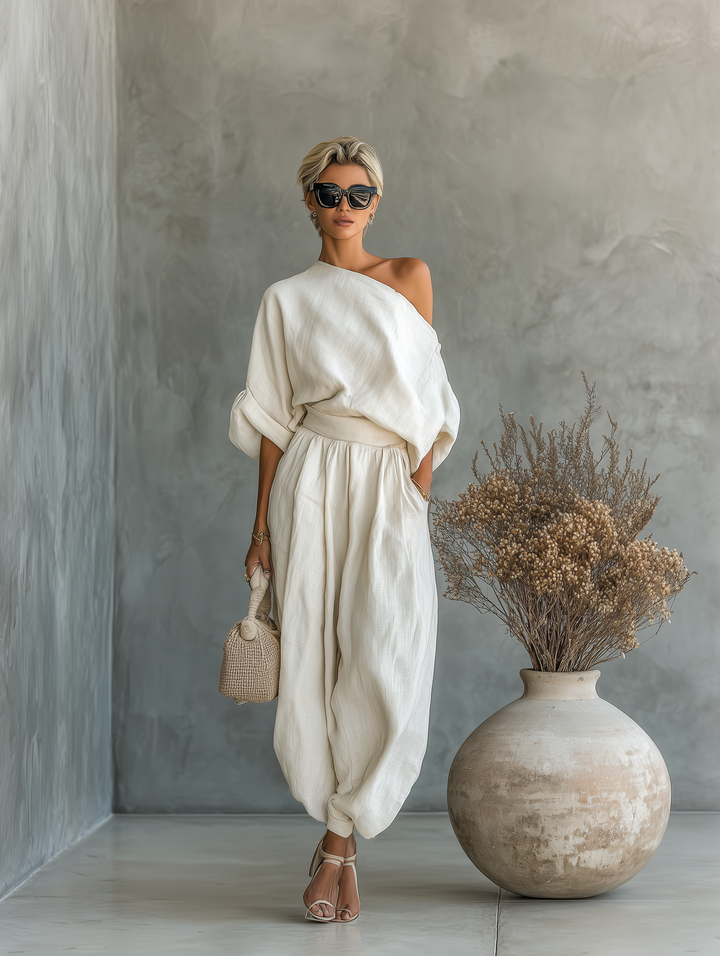 Conjunto Top Off-Shoulder Pantalón