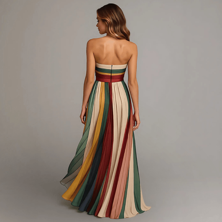 Vestido largo colorido sin mangas