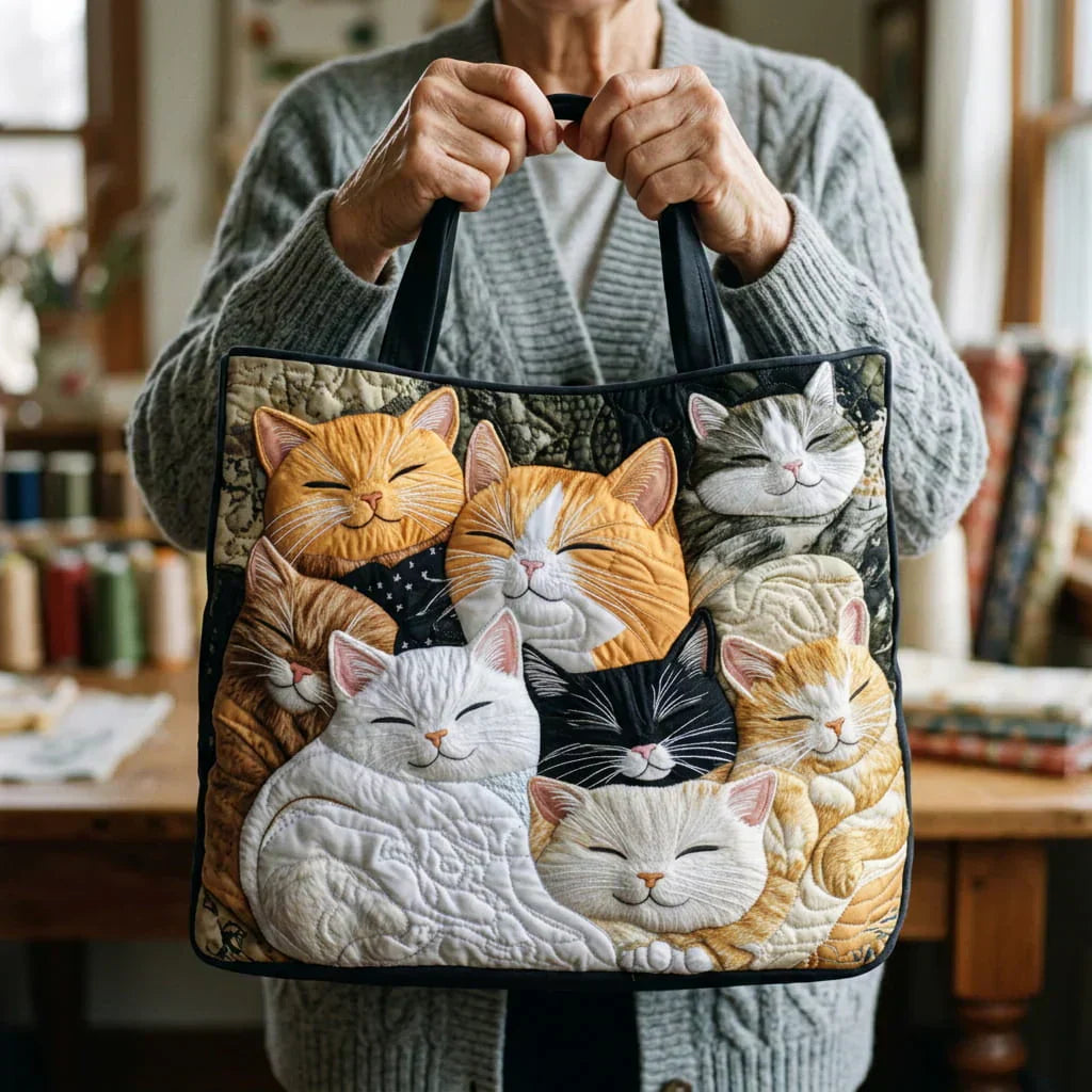 Bolso acolchado artesanal - Gatitos Dormilones