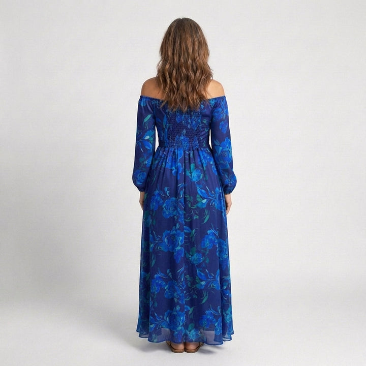 Aspen | Vestido Maxi de Hombros Descubiertos con Flores