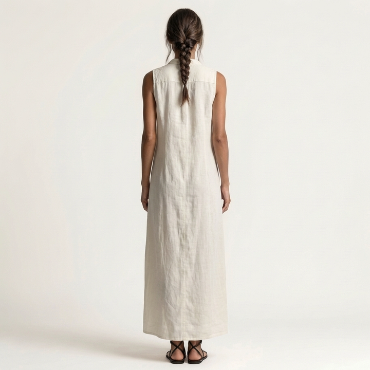Mirabell | Vestido Maxi Sin Mangas con Botones en la Parte Delantera