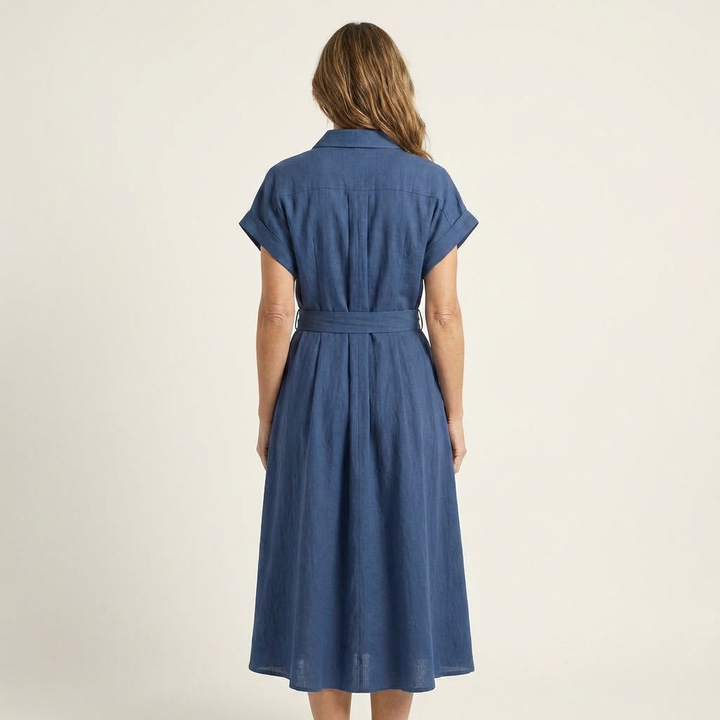 Melodía | Vestido Midi de Denim con Botones y Cinturón