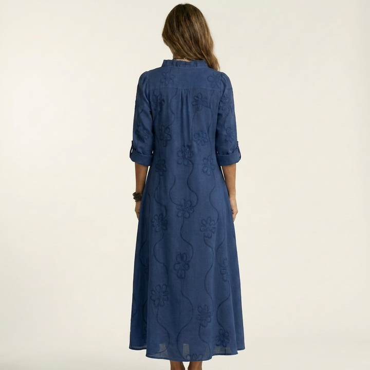 Mariam | Vestido Maxi con Bordados Florales Tonales