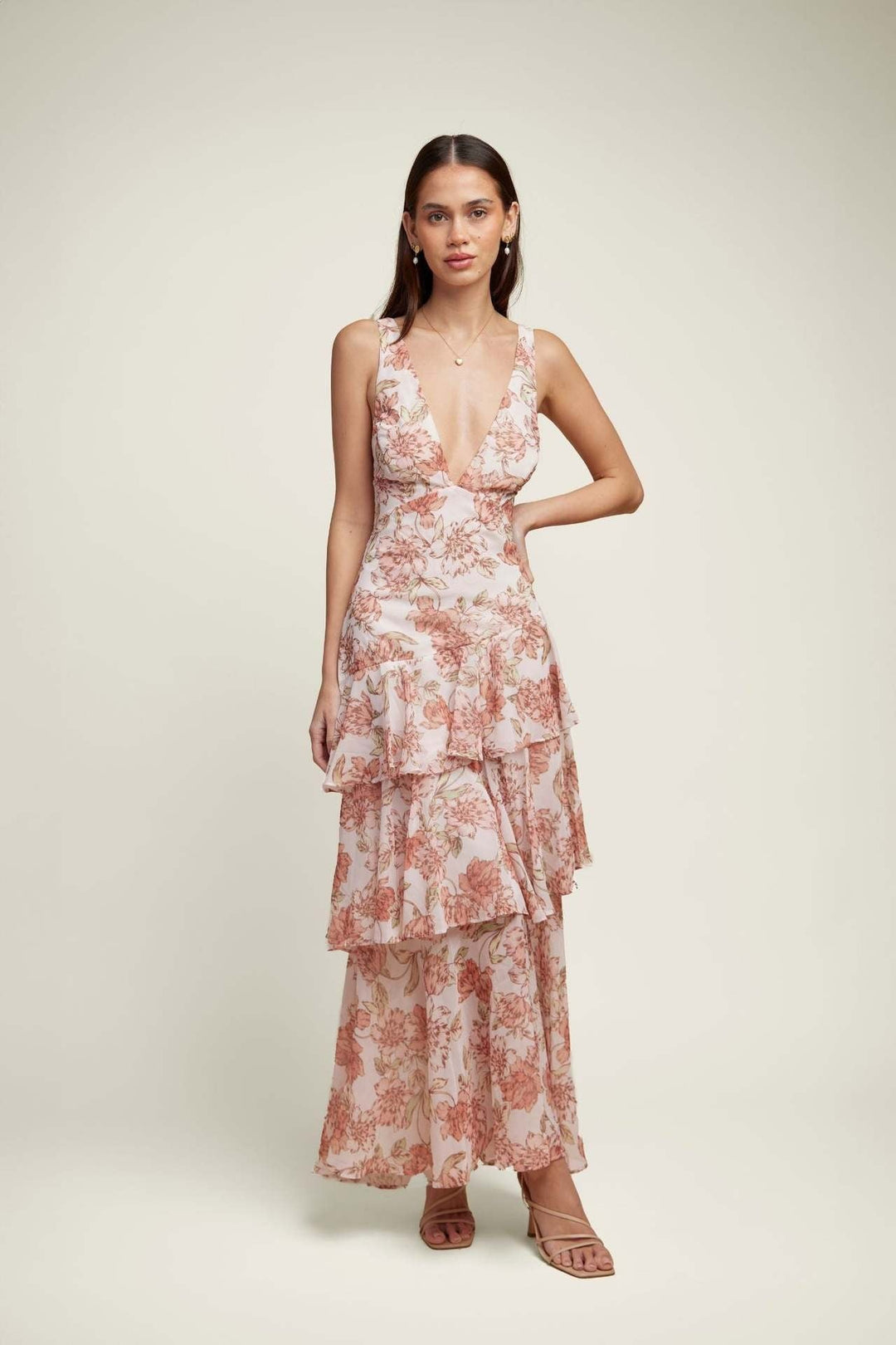 LISA | Vestido Maxi con Volantes Florales