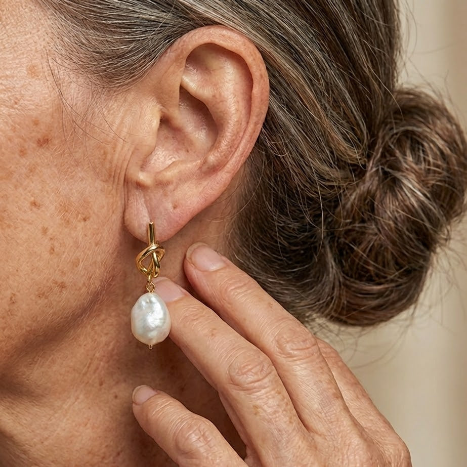 Pendientes Elegancia Perla Anudada