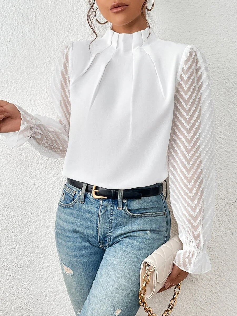 Nathalie™ | Blusa elegante con mangas plisadas