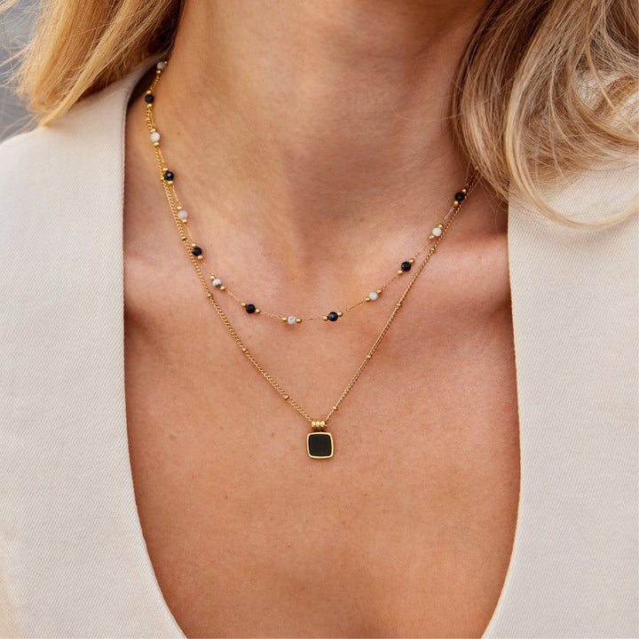 Collar Lulu con Perlas de Piedra Midnight