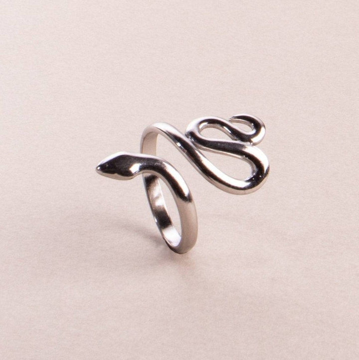 Anillo Serpiente Plateado de Acero Inoxidable