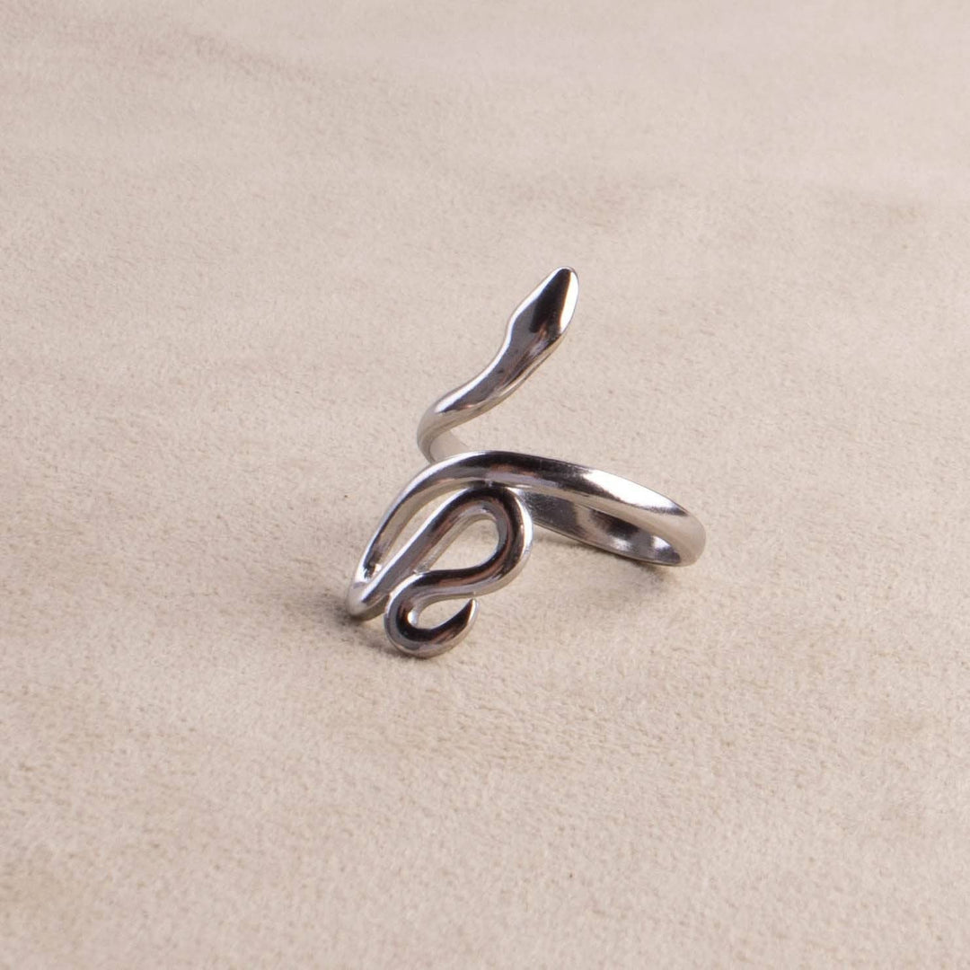 Anillo Serpiente Plateado de Acero Inoxidable