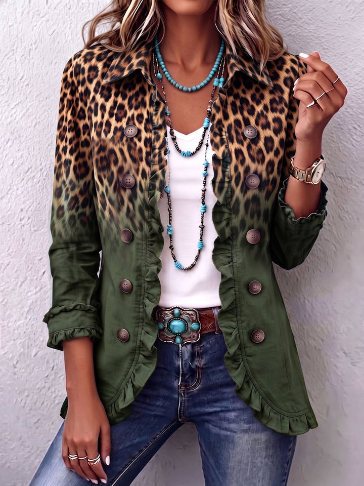 Emma | Chaqueta con volantes degradados y estampado de leopardo