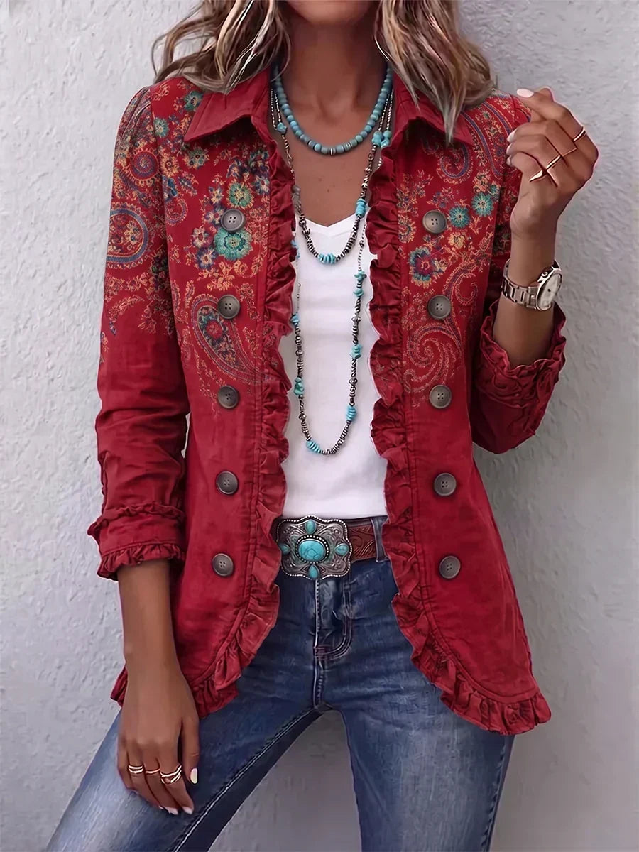 Sophia | Chaqueta Boho Paisley con Volantes