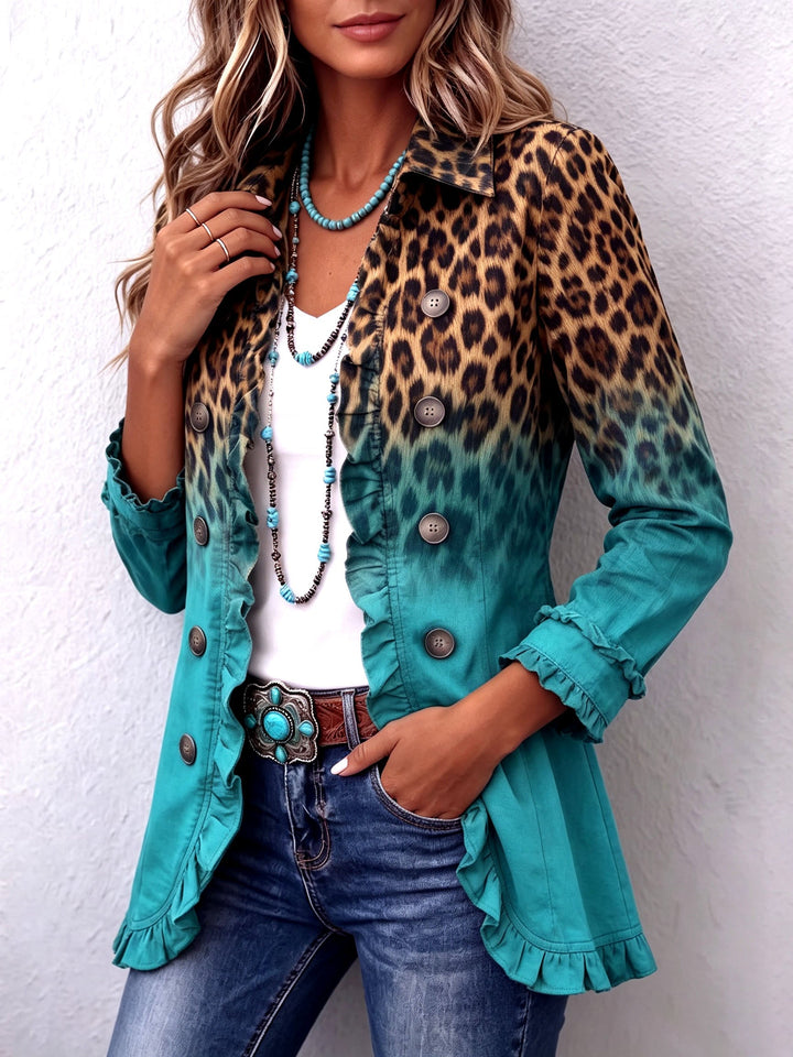 Emma | Chaqueta con volantes degradados y estampado de leopardo
