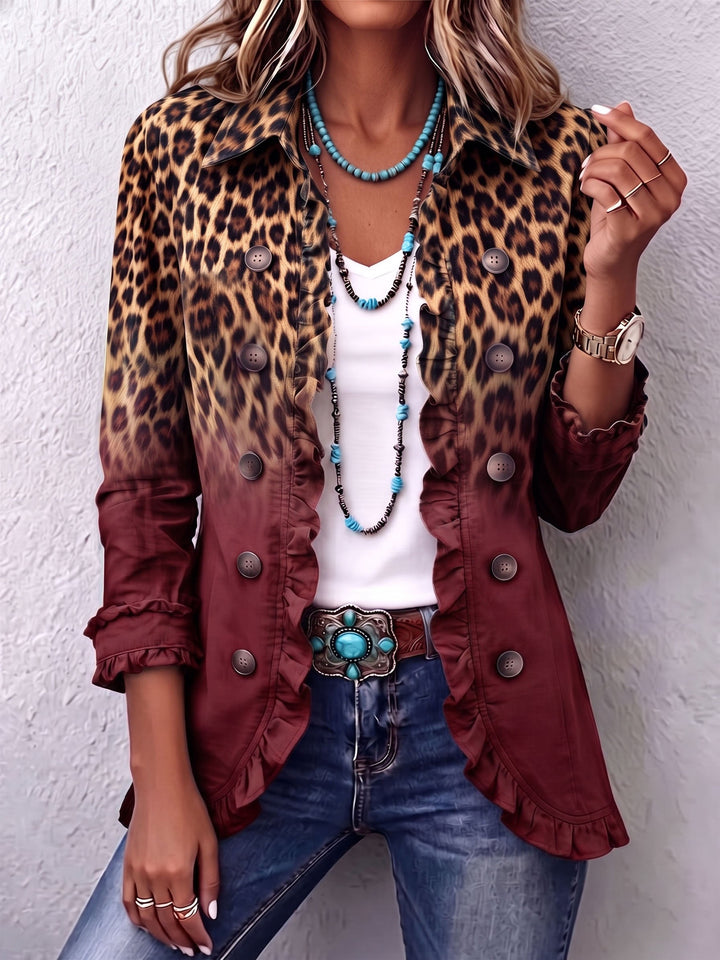 Emma | Chaqueta con volantes degradados y estampado de leopardo