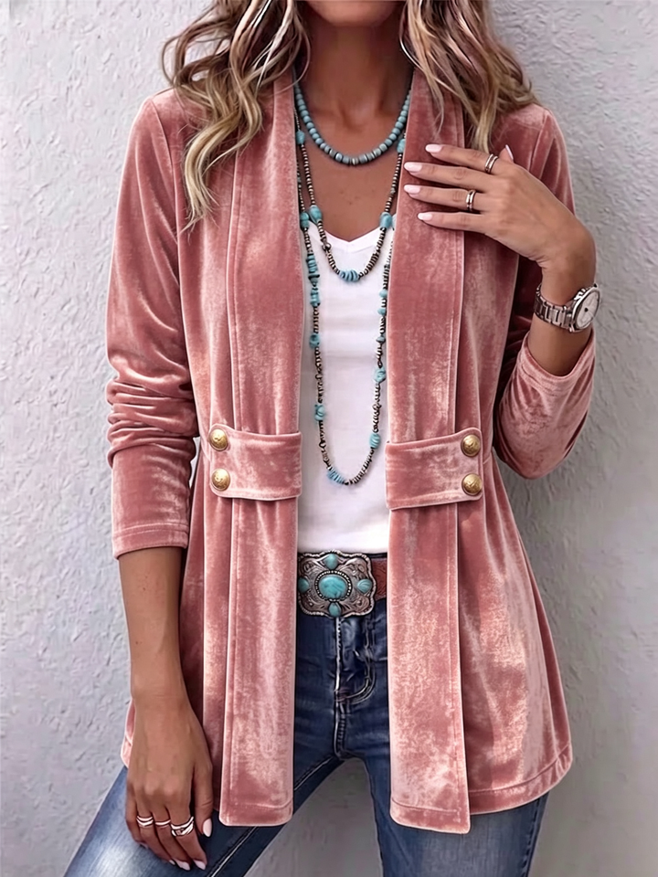 Avery | Chaqueta Vintage con Acento en los Botones de Mangas Largas y Apertura Frontal