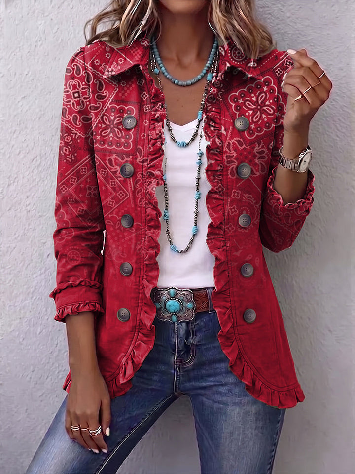 Riley | Chaqueta Ruffle Impresa Paisley Ombre Boho