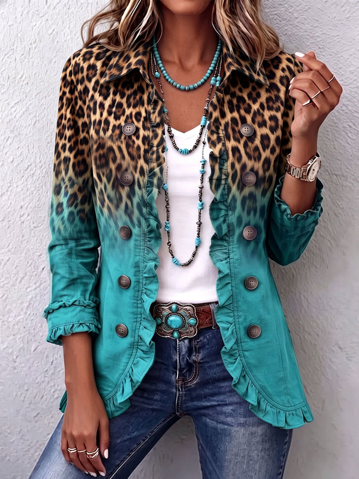 Emma | Chaqueta con volantes degradados y estampado de leopardo
