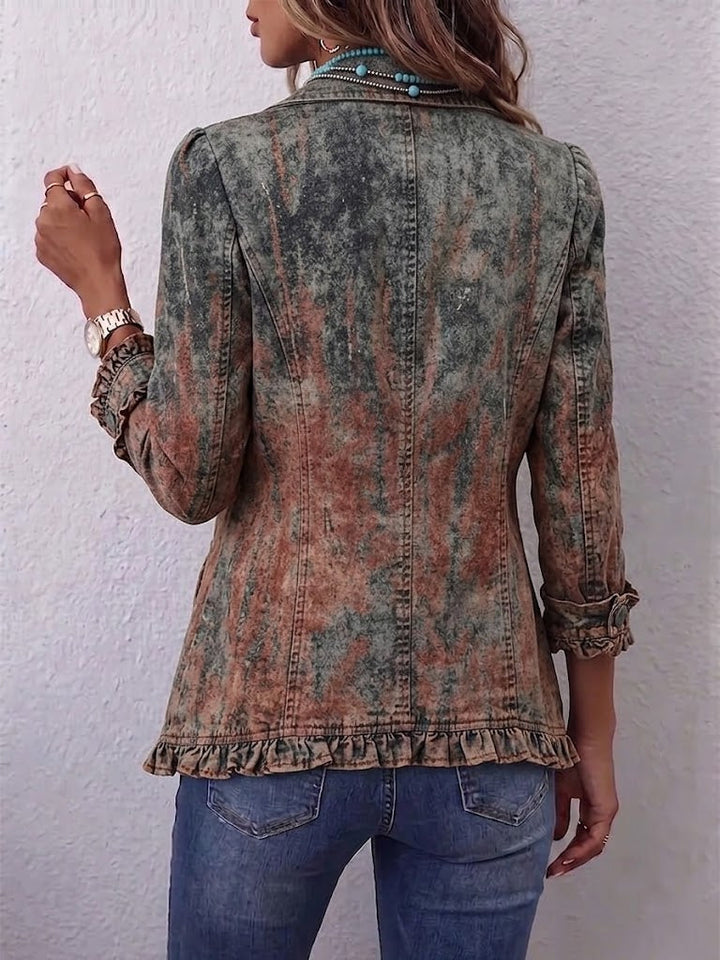 Zoey | Chaqueta con volantes en estampado texturizado vintage degradado