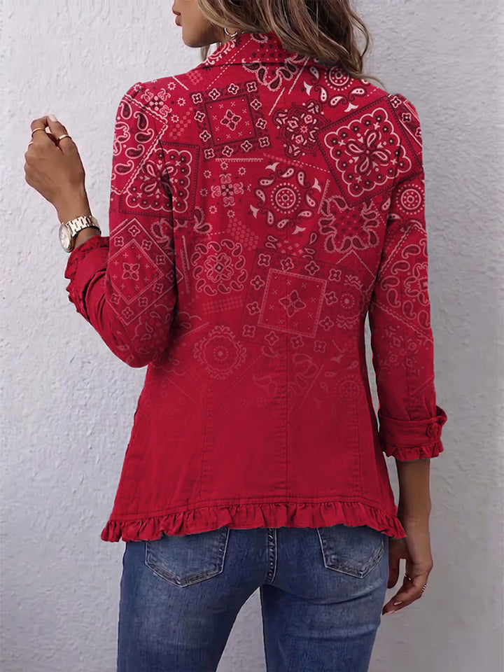 Riley | Chaqueta Ruffle Impresa Paisley Ombre Boho