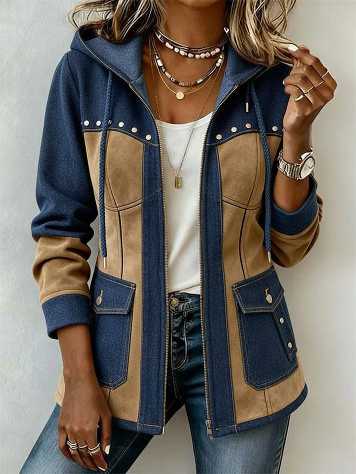 Ava | Chaqueta con Capucha Estilo Patchwork