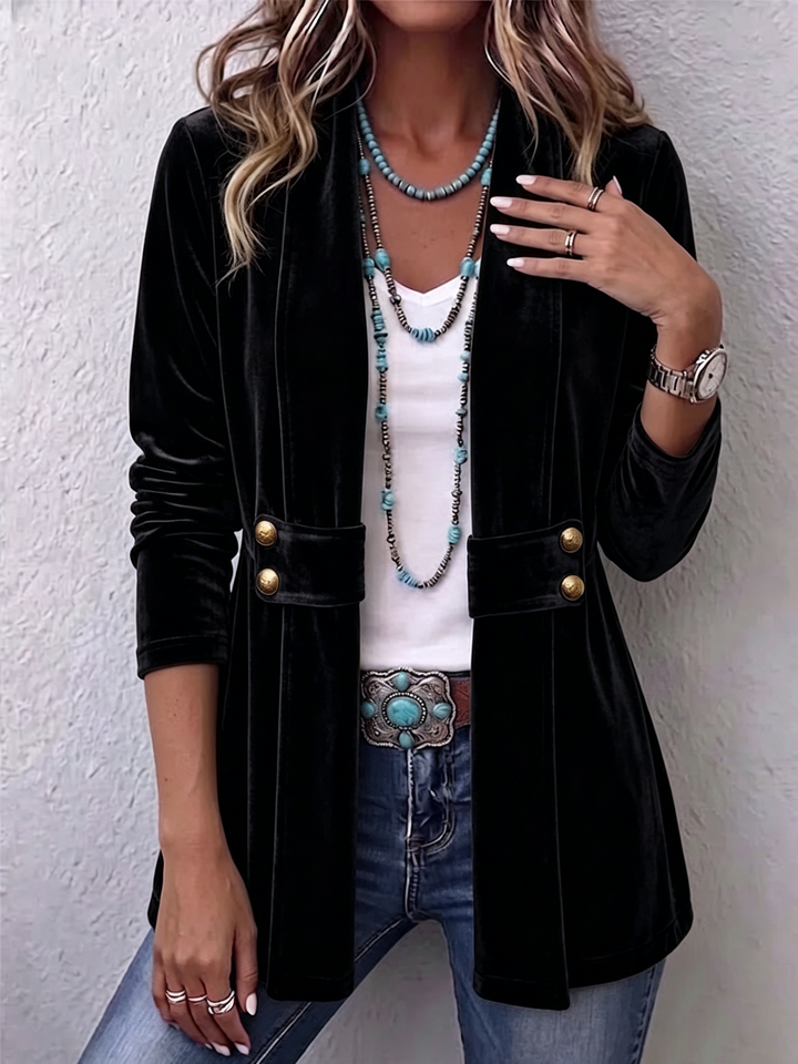 Avery | Chaqueta Vintage con Acento en los Botones de Mangas Largas y Apertura Frontal